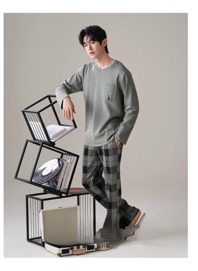 MIIOW - Breathing Pajamas-Men's Pajamas Made Of Pure Cotton, Loose And Comfortable, Long Sleeved Casual Home Suit Set - Image 1