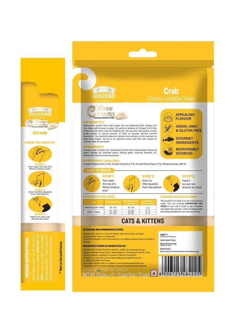 Grain Zero Creamy Lickable Cat Treats Crab & Chicken 5 x 15g - Image 2