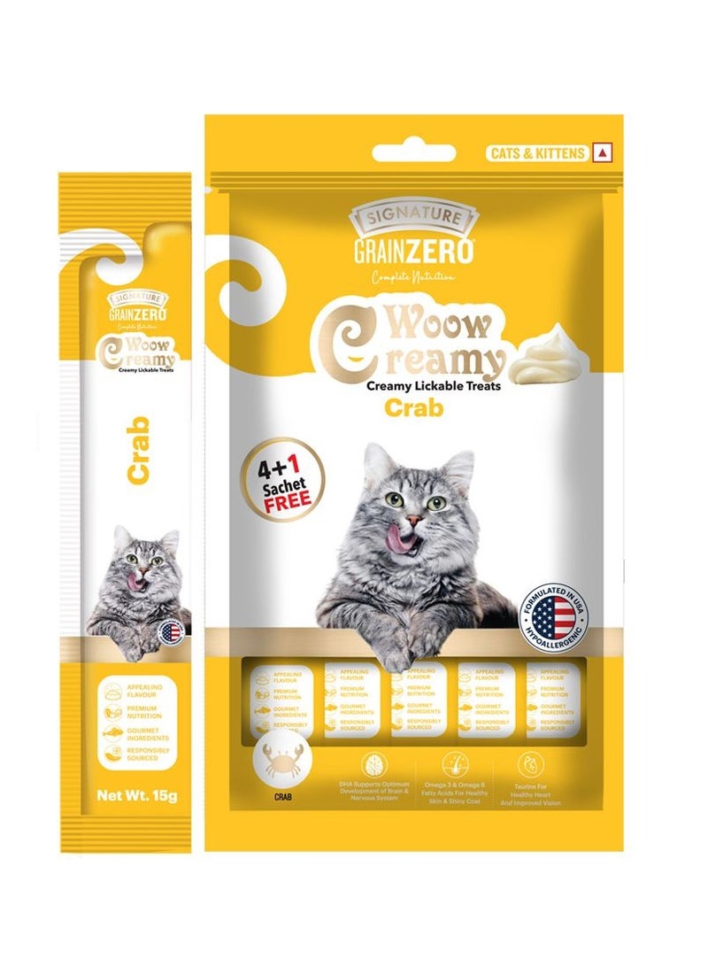 Grain Zero Creamy Lickable Cat Treats Crab & Chicken 5 x 15g - Image 1