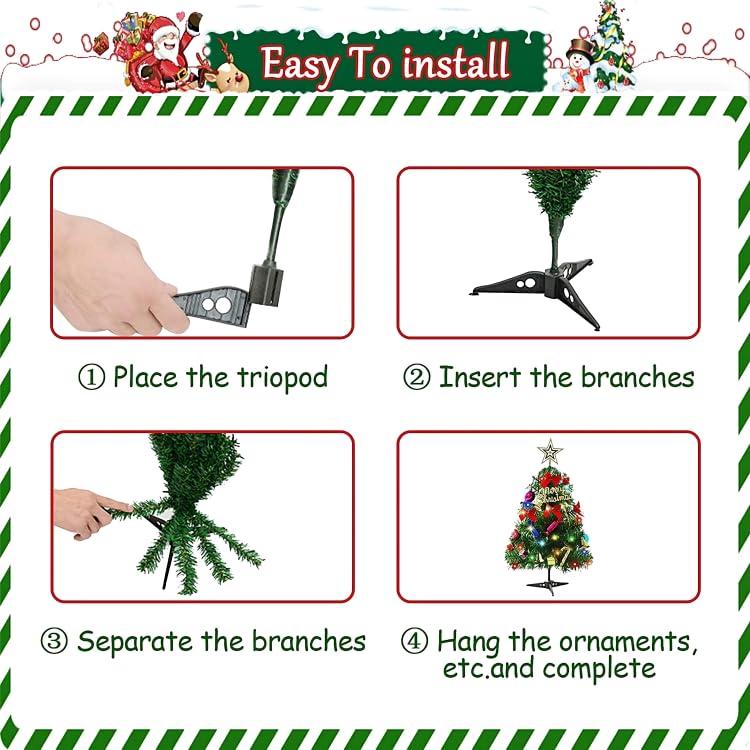 BB BACKBENCHERS Christmas Tree 2 Feet with 32 Decoration Ornaments Hanging Props for Table Office Artificial Xmas Tree Decor - Christmas Decorations Items for Home (CT-2FT-35) - Image 4