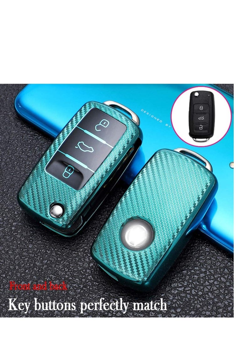 Y&D SYOSI Key Fob Cover for vw fob Volkswagen Jetta Beetle Passat Touran Tiguan Skoda Accessories Premium Soft TPU Anti-dust Full Protection 3 Buttons - Image 2