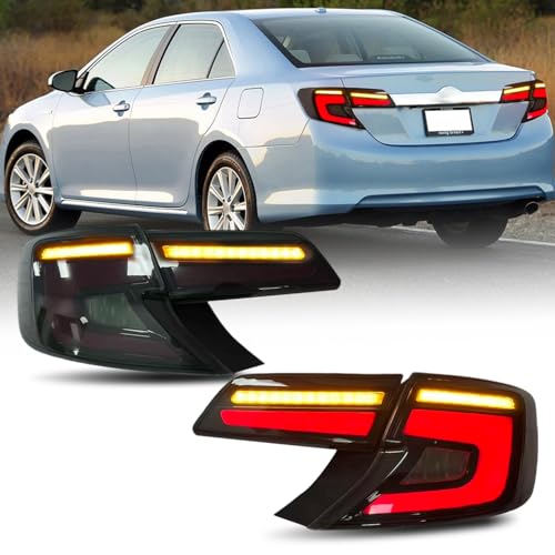 HCMOTIONZ HCmotion Tail Lights Assembly For 2012 2013 2014 Toyota Camry 7th Gen(XV50) Camry L/LE/XLE/Hybrid LE XLE, LED Rear Lamp With Start up Animation & Sequential Turn Signal (Smoked) - Image 1