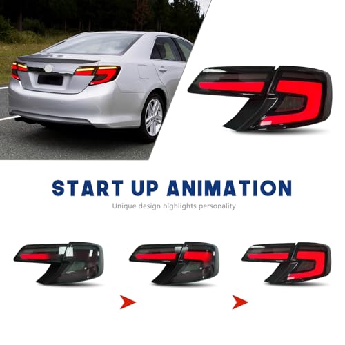 HCMOTIONZ HCmotion Tail Lights Assembly For 2012 2013 2014 Toyota Camry 7th Gen(XV50) Camry L/LE/XLE/Hybrid LE XLE, LED Rear Lamp With Start up Animation & Sequential Turn Signal (Smoked) - Image 4