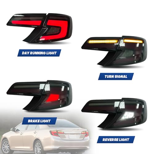 HCMOTIONZ HCmotion Tail Lights Assembly For 2012 2013 2014 Toyota Camry 7th Gen(XV50) Camry L/LE/XLE/Hybrid LE XLE, LED Rear Lamp With Start up Animation & Sequential Turn Signal (Smoked) - Image 5