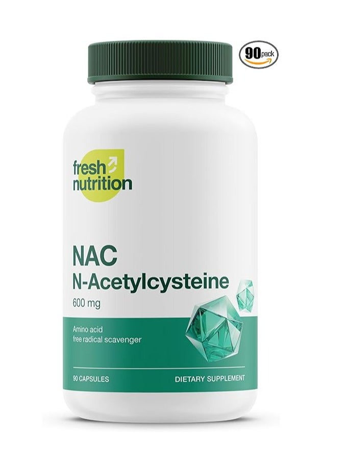 Fresh Nutrition NAC Supplement - N Acetyl Cysteine 600mg - Amino Acids 90 Capsules 