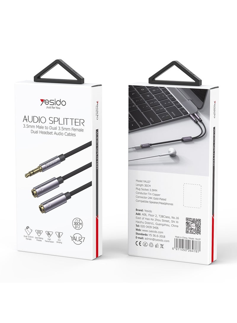 Yesido YAU27 3.5mm Male to Dual 3.5mm Female Audio Cable - Image 4
