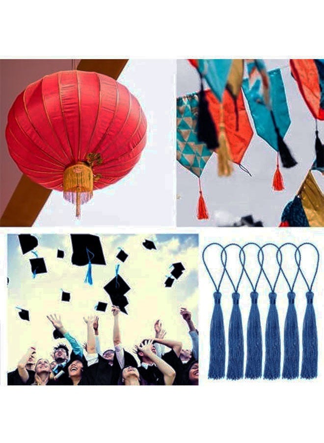 Mini Silky Handmade Soft Flossy Bookmark Tassels with Cord Loop for Keychain Earring Jewelry Making, Souvenir, Graduation, Clothing Sewing, Gift Tag DIY Craft Projects, 20PCS (Blue) - Image 5