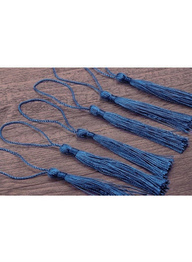Mini Silky Handmade Soft Flossy Bookmark Tassels with Cord Loop for Keychain Earring Jewelry Making, Souvenir, Graduation, Clothing Sewing, Gift Tag DIY Craft Projects, 20PCS (Blue) - Image 2