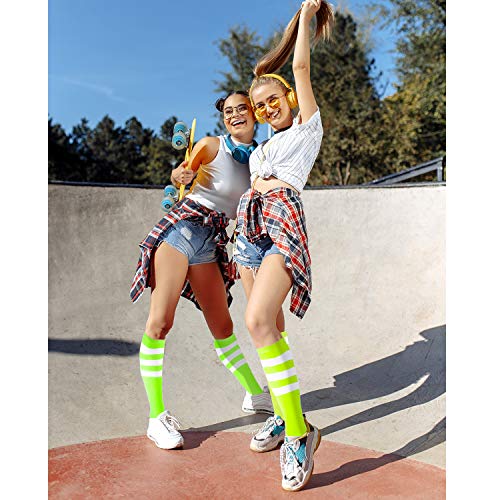 Syhood 6 Pairs Neon Knee High Socks Stretchy Roller Skate Socks for Women, Men, Soccer Softball Team Sports(Bright Color) - Image 5