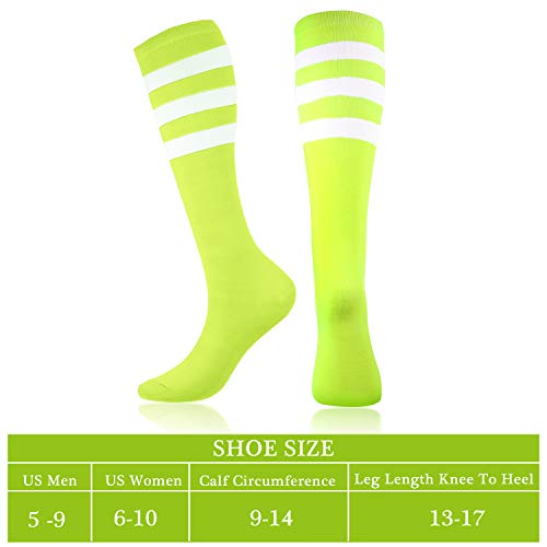 Syhood 6 Pairs Neon Knee High Socks Stretchy Roller Skate Socks for Women, Men, Soccer Softball Team Sports(Bright Color) - Image 2