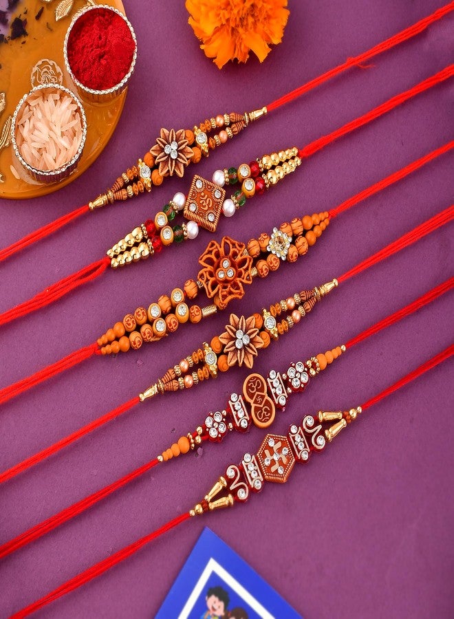 Pride Store Rakhi, Rakhi for brother Pack of 6 Rakhi, 1 TilaK Pack, 1 Greeting Card - Image 2
