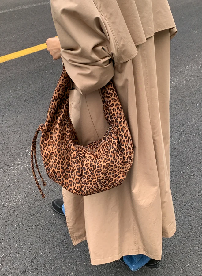 Take Two leopard print zip closure shoulder bag