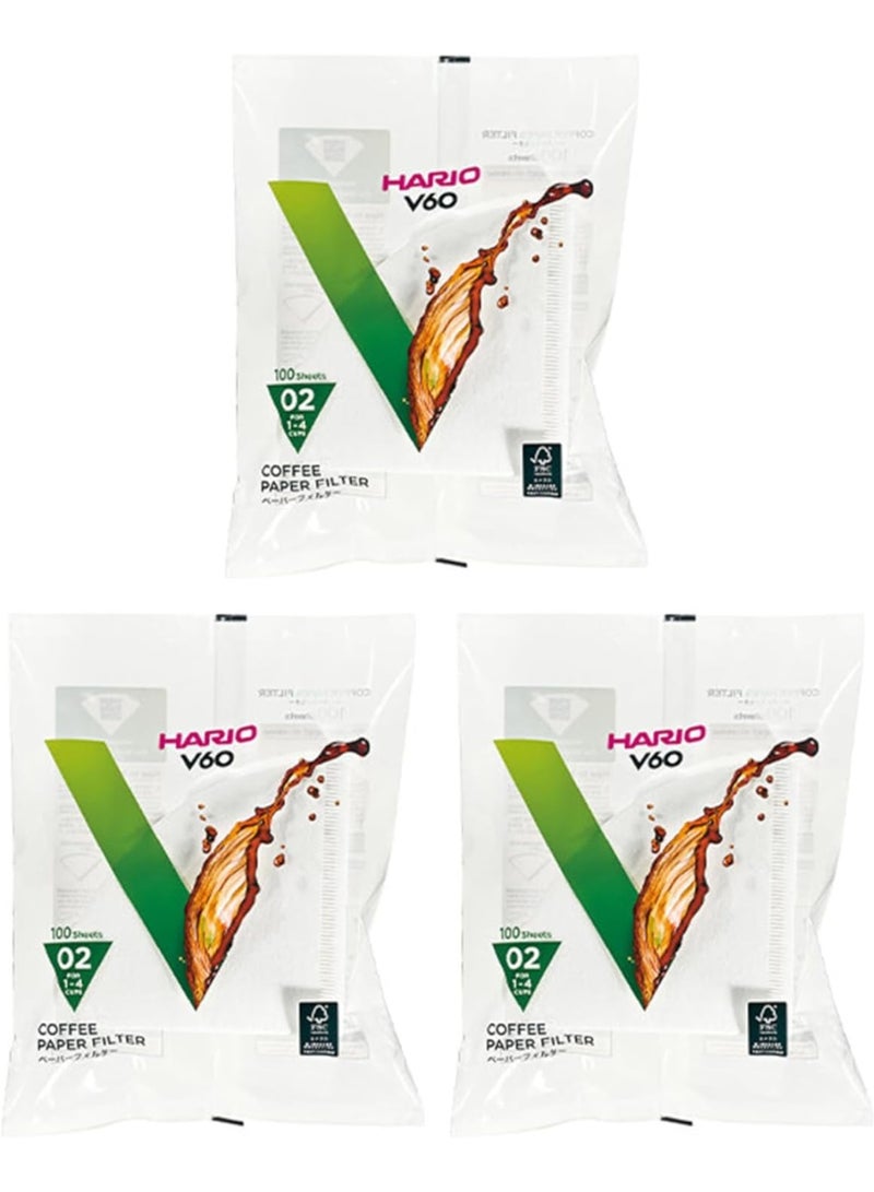 Hario V60 Coffee Filter Paper Size 02, Suitable for 2-4 cups, Pack of 3 (300 Sheets) - Image 1