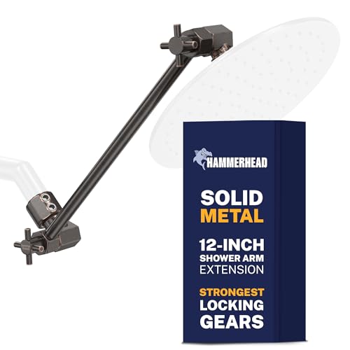 HammerHead Showers Solid Metal 12Inch Adjustable Shower Extension Arm Raises Showerhead Height Supports up to 10lbs Oil Rubbed Bronze - Image 1