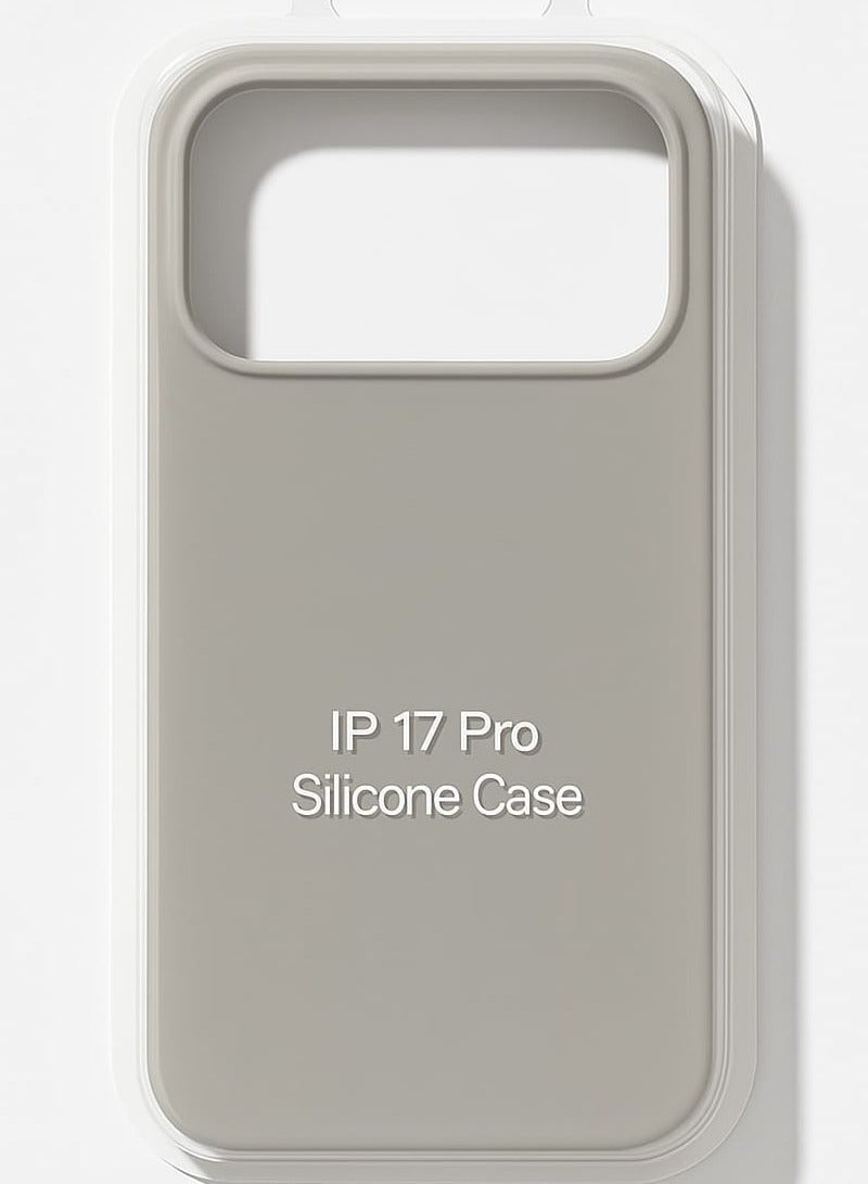 حرابي ميد جراب سيليكون لجهاز iPhone 17 Pro - غطاء خلفي واقٍ مقاوم للصدمات رفيع، ناعم وخفيف الوزن، رمادي فاتح - Image 1