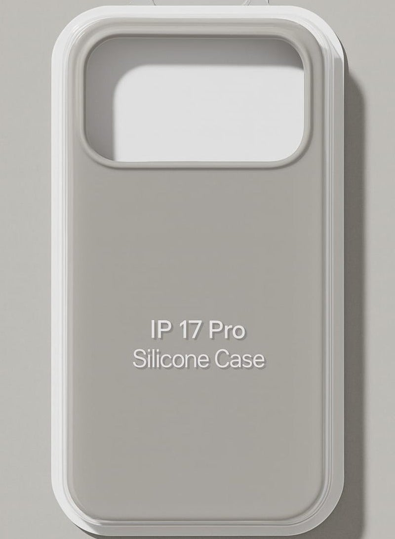 حرابي ميد جراب سيليكون لجهاز iPhone 17 Pro - غطاء خلفي واقٍ مقاوم للصدمات رفيع، ناعم وخفيف الوزن، رمادي فاتح - Image 2