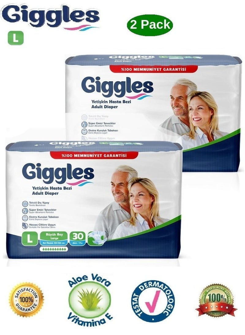 giggles 2 Pack of Giggles Suitable and ideal for Adult Diapers Briefs Large Size (30 Pieces) - Image 1