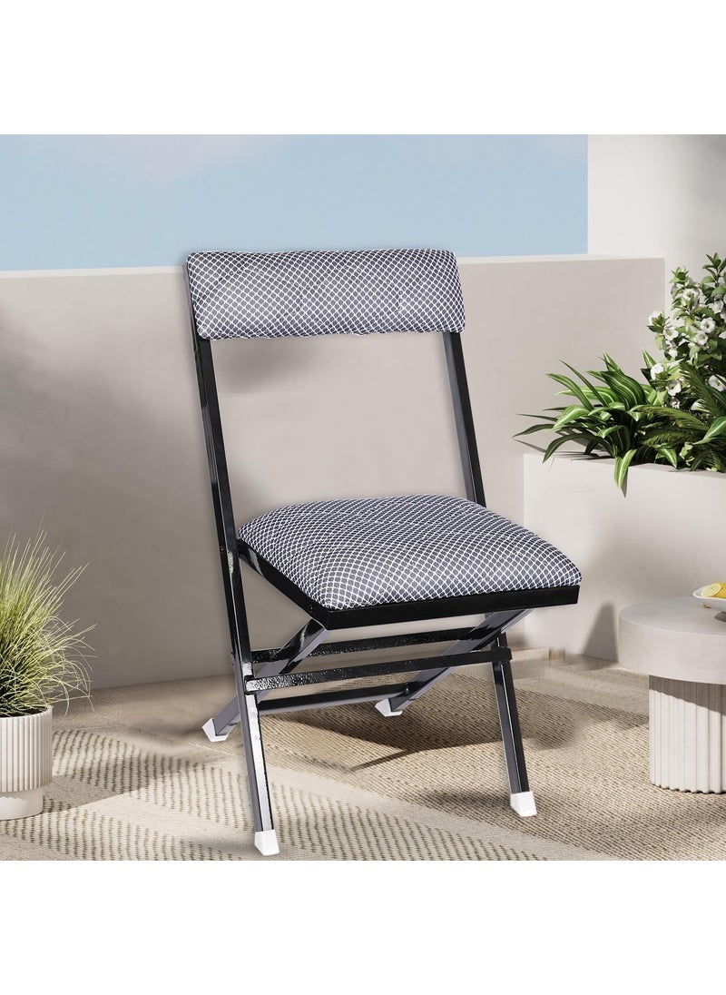 ORILEY ORILEY Foldable Chair SpaceSaving Portable Metal Adjustable Recliner for Balcony Garden Patio Sturdy and Comfortable Seating 1 Pc Black  - Image 2