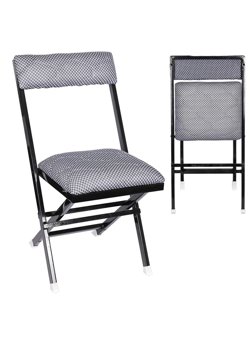 ORILEY ORILEY Foldable Chair SpaceSaving Portable Metal Adjustable Recliner for Balcony Garden Patio Sturdy and Comfortable Seating 1 Pc Black  - Image 1