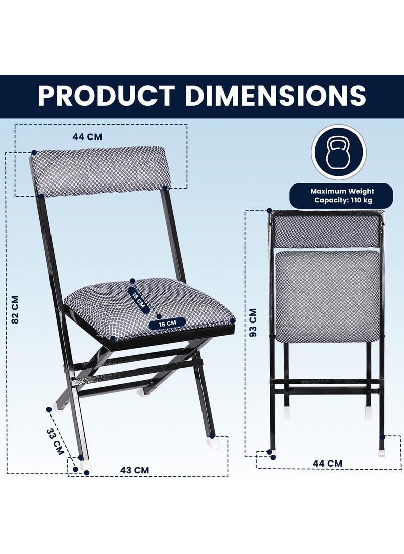 ORILEY ORILEY Foldable Chair SpaceSaving Portable Metal Adjustable Recliner for Balcony Garden Patio Sturdy and Comfortable Seating 1 Pc Black  - Image 3