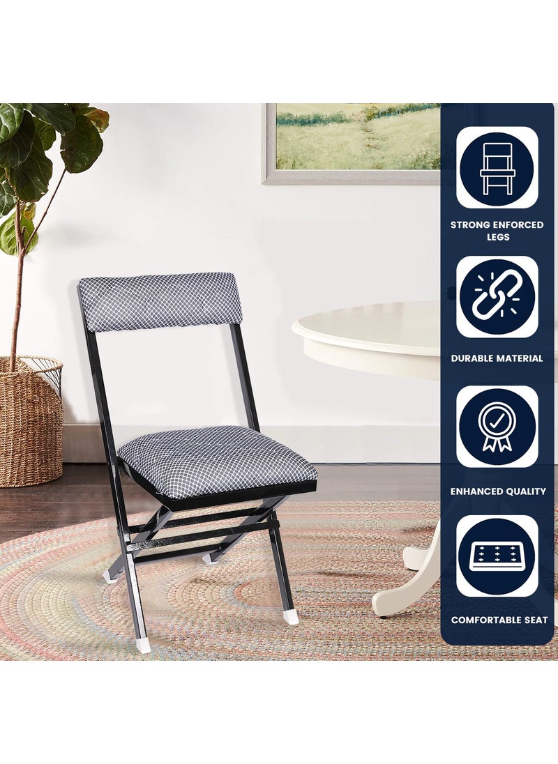 ORILEY ORILEY Foldable Chair SpaceSaving Portable Metal Adjustable Recliner for Balcony Garden Patio Sturdy and Comfortable Seating 1 Pc Black  - Image 4