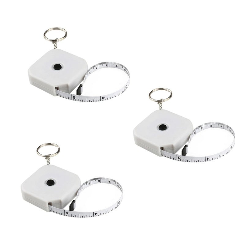 3 Pack Retractable Keychain Tape Measure Square Shape For Sewing Fitness Home - Image 1