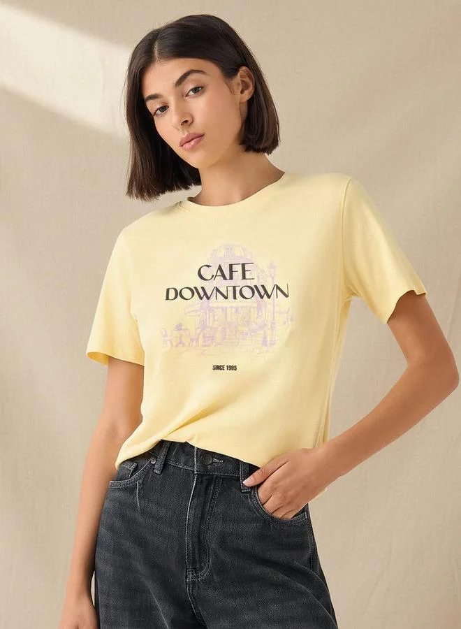 Splash FAV Regular Fit Cotton T shirt with Sketch Art Print