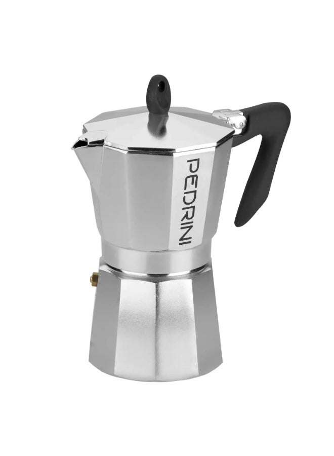 Pedrini Coffee Machine 9084 | 6-Cup Stovetop Espresso Maker | Polished Aluminum Moka Pot for Rich, Authentic Coffee | Durable & Stylish Italian-Inspired Design - Image 5