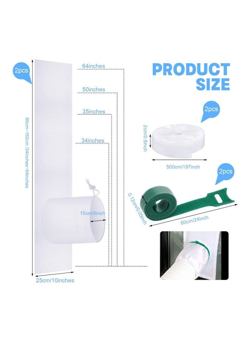 Generic - Adjustable Portable AC Window Kit, 2 Set Window Seal for Air Conditioners, Includes Drawstring and Adhesive Fastener for Casement Windows and Doors (34 to 64 Inches) - Image 1