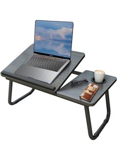SKY-TOUCH SKY-TOUCH Foldable Laptop Desk for Bed Couch, Adjustable Height Tilt Portable Laptop Stand for Desk, Small Lap Desk, Non-slip Table for Computer and Writing, PC Tray Table with Cup Holder for Sofa  - Image 1