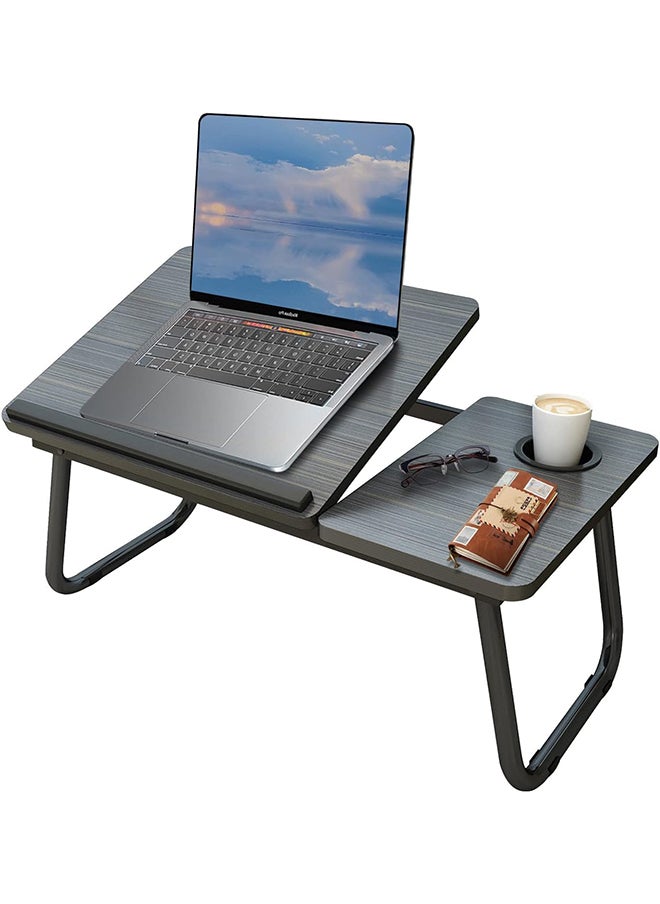SKY-TOUCH SKY-TOUCH Foldable Laptop Desk for Bed Couch, Adjustable Height Tilt Portable Laptop Stand for Desk, Small Lap Desk, Non-slip Table for Computer and Writing, PC Tray Table with Cup Holder for Sofa  - Image 1