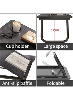 SKY-TOUCH SKY-TOUCH Foldable Laptop Desk for Bed Couch, Adjustable Height Tilt Portable Laptop Stand for Desk, Small Lap Desk, Non-slip Table for Computer and Writing, PC Tray Table with Cup Holder for Sofa  - Image 2