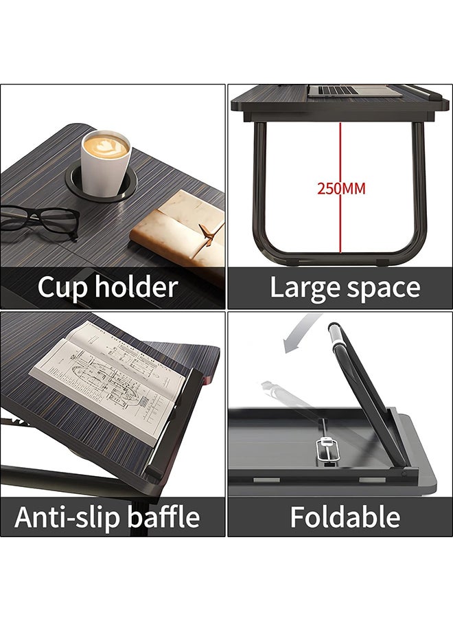 SKY-TOUCH SKY-TOUCH Foldable Laptop Desk for Bed Couch, Adjustable Height Tilt Portable Laptop Stand for Desk, Small Lap Desk, Non-slip Table for Computer and Writing, PC Tray Table with Cup Holder for Sofa  - Image 2