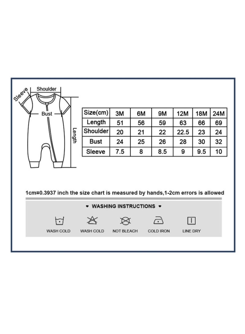 Kiddiezoom 2-Pack Baby Short Sleeve Zip-Up Rompers - Soft Cotton One-Piece Jumpsuits for Newborns & Infants, Easy Diaper Change, Breathable & Comfortable - Image 4