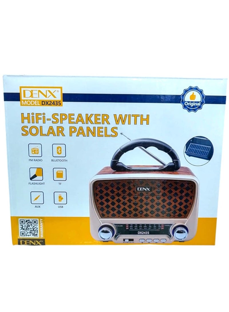 Denx Rechargeable Radio, Portable Radio AM FM Transistor with Best Sound, Solar/Battery Operated Radio, Support TF Card/USB Playing - Image 1