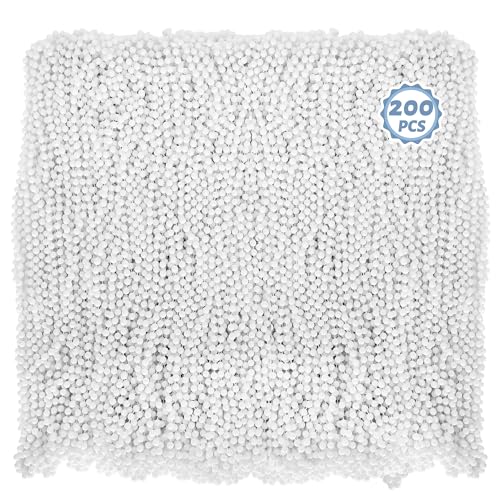 Huskein 200 PCS Beaded Necklace 33 Mardi Gras Beads White Bead Necklace Bulk Mardi Gras Party Costume Accessories Parade Favors Beads Bulk for Wedding Party Favors Supplies Decor - Image 1