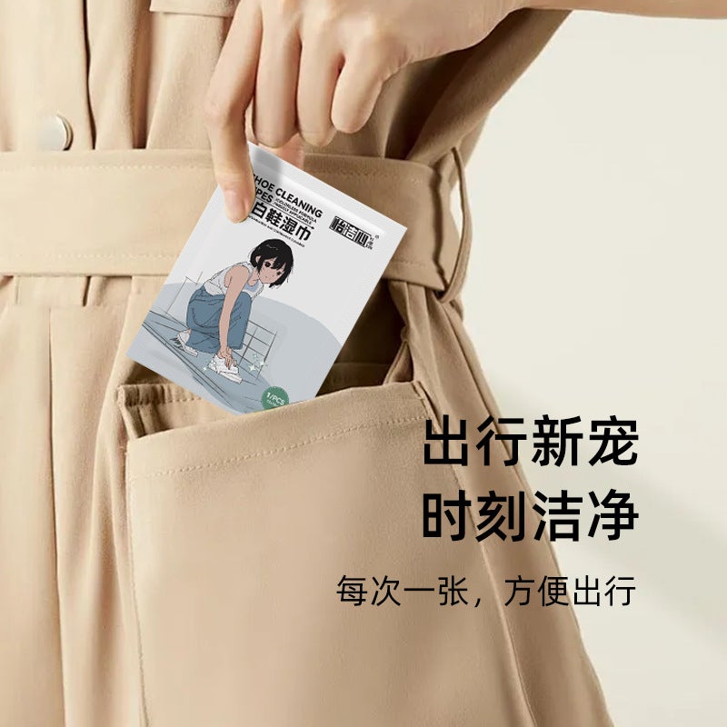 Small White Shoes Wet Wipes A White Decontamination Strong Water-Free Deep Cleaning Shoes Wet Wipes Universal Type Carry-On - Image 3