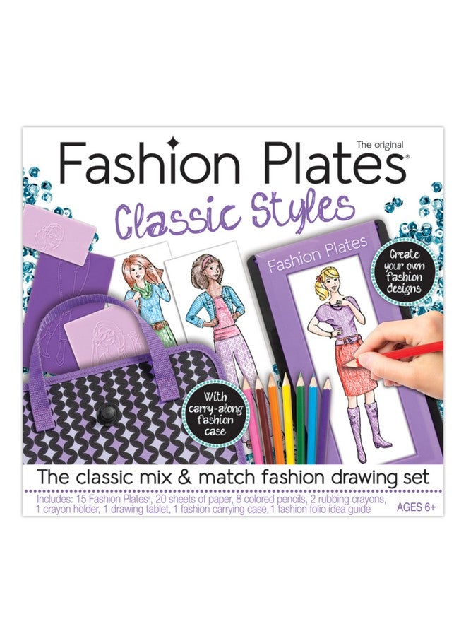 PlayMonster Fashion Plates Classic - Girls Fashion, Mix-and-Match Drawing Kit, Arts and Crafts, Coloring, Art Supplies, Craft Supplies, Stencils, Crayons Included, Create Your Own Fashion Designs, Ages 6+ - Image 1