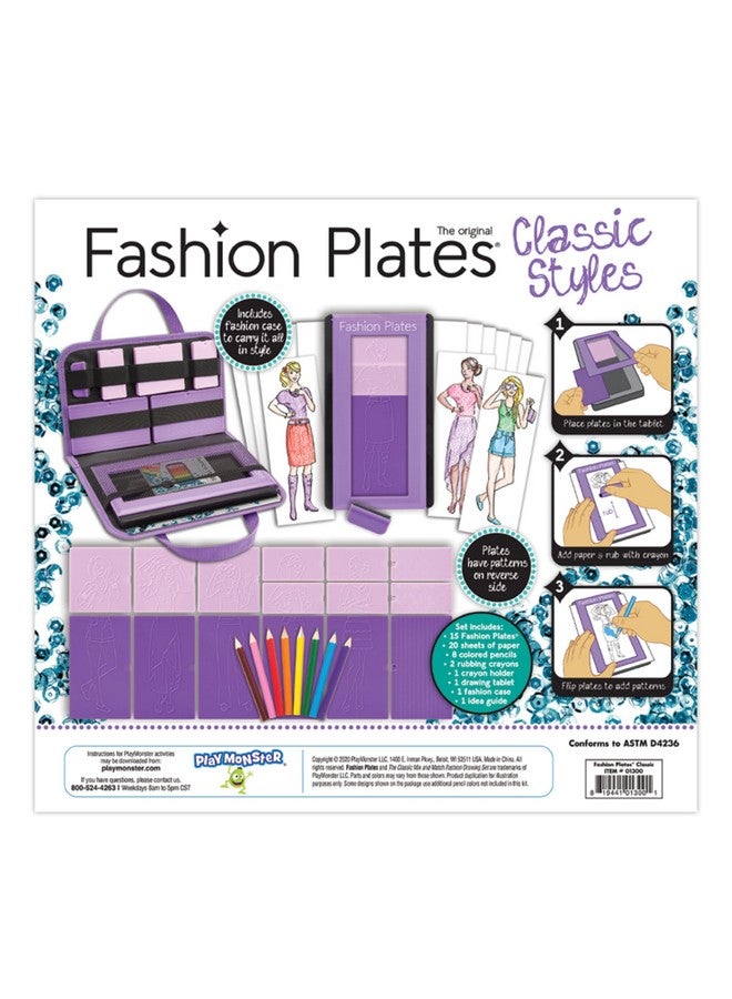 PlayMonster Fashion Plates Classic - Girls Fashion, Mix-and-Match Drawing Kit, Arts and Crafts, Coloring, Art Supplies, Craft Supplies, Stencils, Crayons Included, Create Your Own Fashion Designs, Ages 6+ - Image 3
