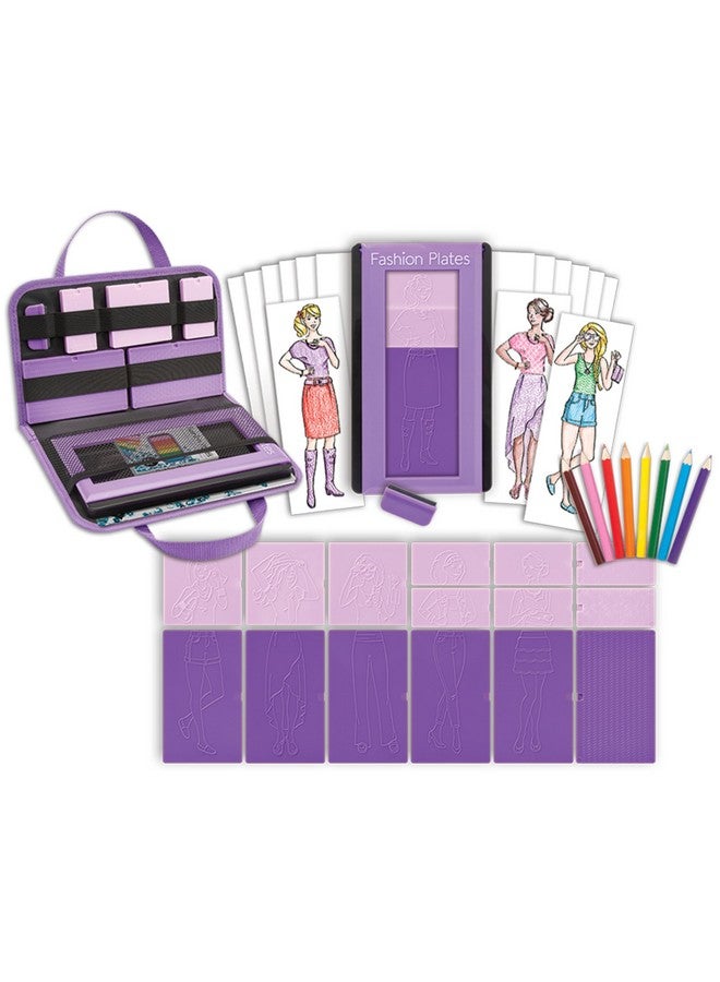 PlayMonster Fashion Plates Classic - Girls Fashion, Mix-and-Match Drawing Kit, Arts and Crafts, Coloring, Art Supplies, Craft Supplies, Stencils, Crayons Included, Create Your Own Fashion Designs, Ages 6+ - Image 2