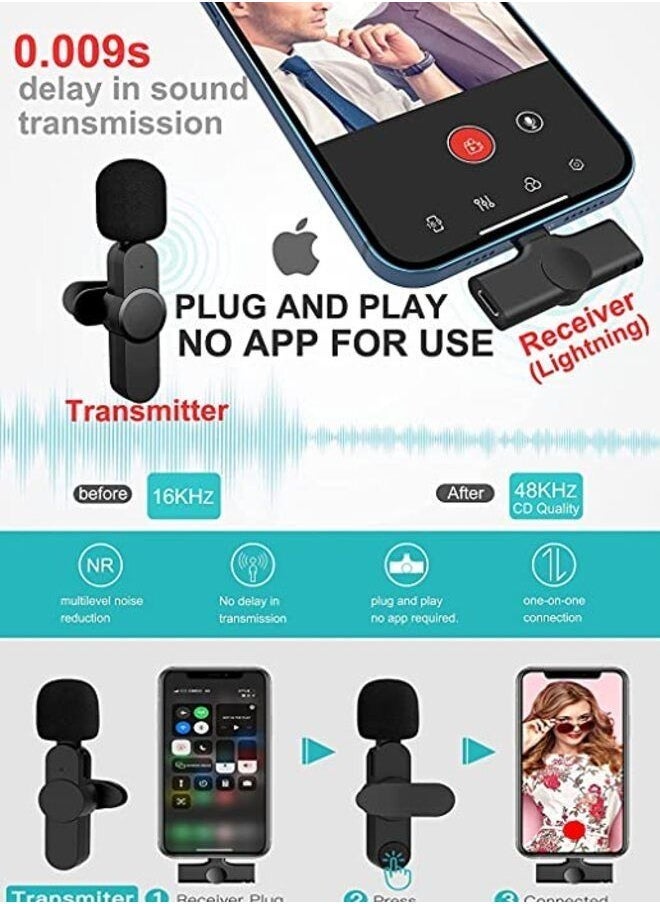 Wireless Lavalier Microphone Compatible for iPhone Mic for Recording TikTok YouTube Live Stream - Image 3