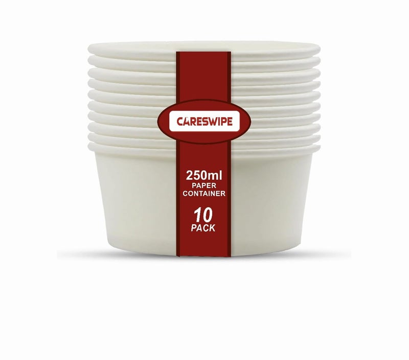Careswipe Paper Disposable Container Bowl 10 Pcs - 250 ml Food Storage Disposable Paper Bowl, for Takeout, Catering, Lunches, Parties, and Events - Image 5