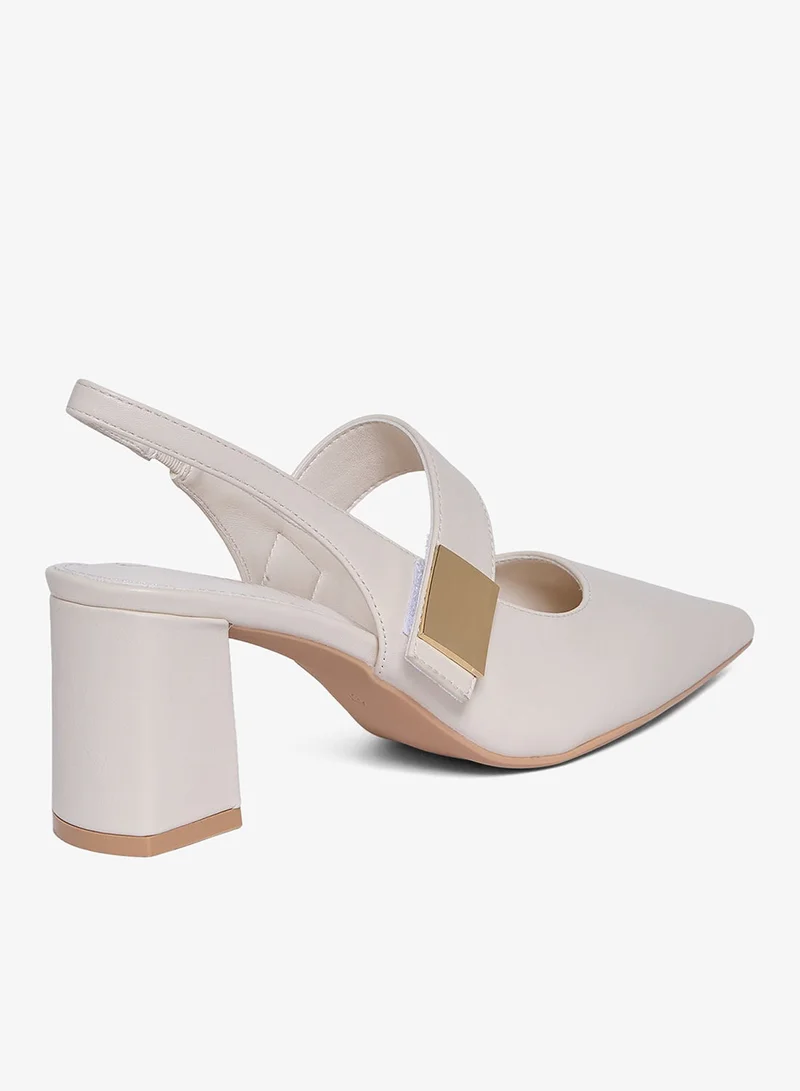 Geoomnii BEIGE Geoomnii Mid Heel Mules for Women – Stylish Backless Slip-On Heels for Office, Party & Everyday Wear for Women | Best Price UAE