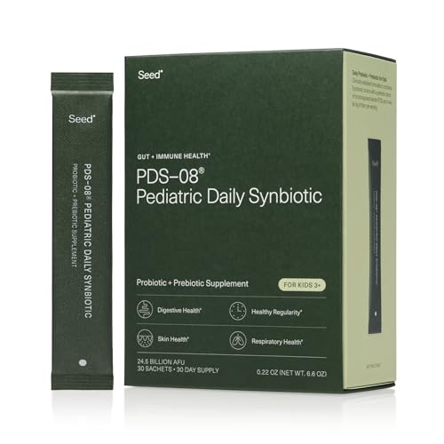Seed PDS-08 Pediatric Daily Synbiotic - Fiber-Based Prebiotic & Probiotic for Kids - Digestive Health, Regularity, Constipation Relief - Ages 3-17 - Vegan and Shelf-Stable - 30 Sachets (30-Day Supply) - Image 1