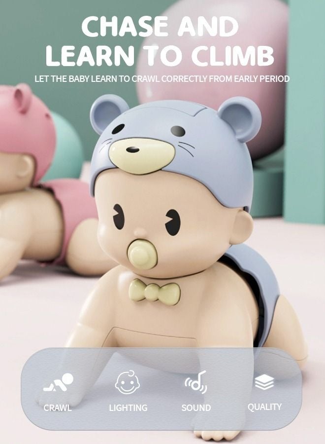 بايبي دمية زحف موسيقية ، لعبة زحف ، لعبة تفاعلية لطيفة للأطفال الصغار - أزرق - Image 2