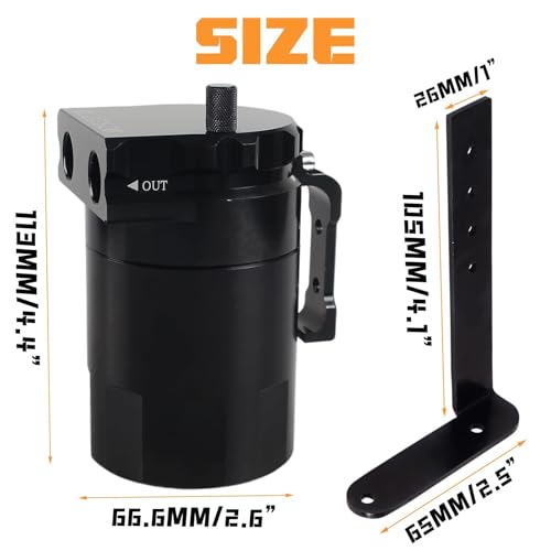 POSENG Oil Catch Can Baffled Oil Separator Tank Compatible with Ford F150 5.0L 2.7EB 3.5EB 11-22, Expedition 3.5L EcoBoost 18-22 350ml Black HTRACING - Image 2