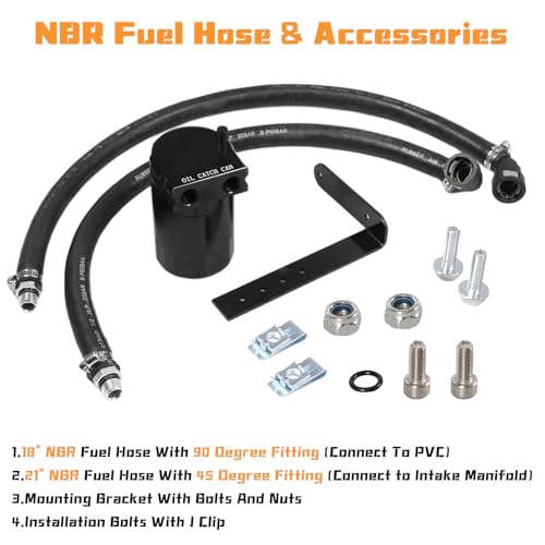 POSENG Oil Catch Can Baffled Oil Separator Tank Compatible with Ford F150 5.0L 2.7EB 3.5EB 11-22, Expedition 3.5L EcoBoost 18-22 350ml Black HTRACING - Image 4