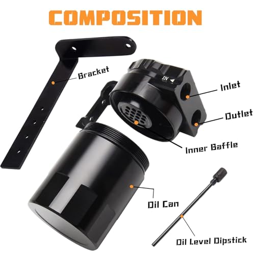 POSENG Oil Catch Can Baffled Oil Separator Tank Compatible with Ford F150 5.0L 2.7EB 3.5EB 11-22, Expedition 3.5L EcoBoost 18-22 350ml Black HTRACING - Image 3