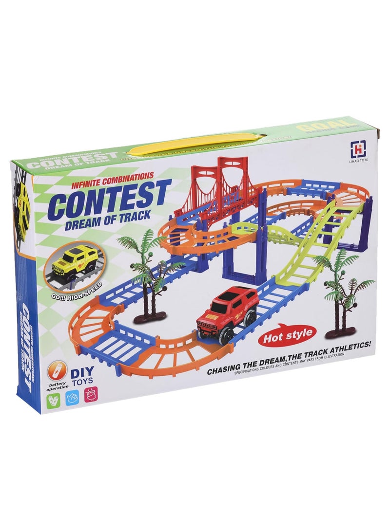 General Competition 32-Piece Building Race Tracks for Kids' Toys, Electric Car, Additional Mini Car, Ztoys, Engineering Gifts for Boys and Girls Ages 3-6 Years - Image 1