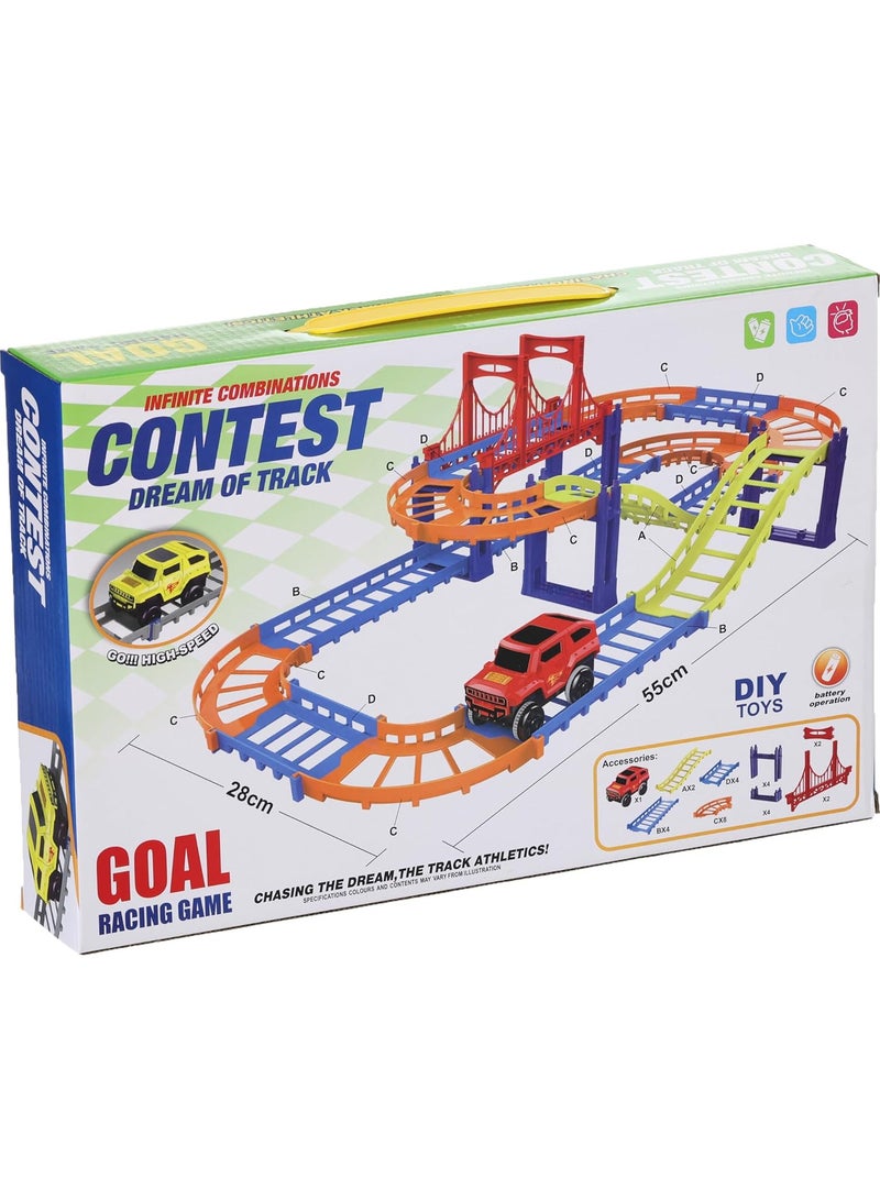 General Competition 32-Piece Building Race Tracks for Kids' Toys, Electric Car, Additional Mini Car, Ztoys, Engineering Gifts for Boys and Girls Ages 3-6 Years - Image 2